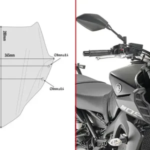 Cena promocyjna Szyba GIVI dymiona 28 x 36,5 cm (H x W) - YAMAHA MT-09 (17)