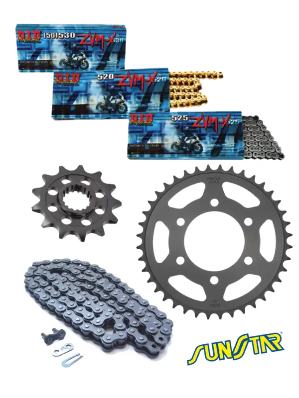 Ekspresowa dostawa Zestaw napędowy Kawasaki Z1000 / Z 1000 ABS 07-09 DID525 ZVMX ZŁOTY SUPER STREET (X-ring hiper-wzmocniony, złoty) zębatki SUNSTAR