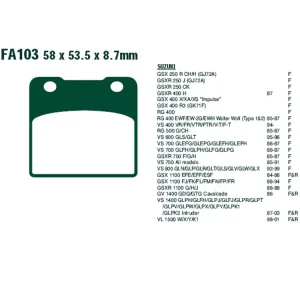 Nowy Klocki hamulcowe EBC FA103 58 x 53.5 x 8.7mmNA PRZÓD