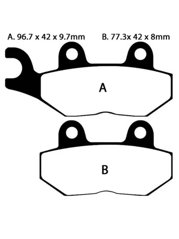 Klocki hamulcowe EBC FA214/2HH A. 96.7 x 42 x 9.7mm B. 77.3 x 42 x 8mm Ostatnie sztuki