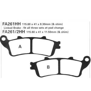 Oferta czasowa Klocki hamulcowe EBC FA261V 115.6 x 41 x 8.3mm na przód