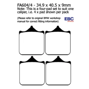 Hit cenowy Klocki hamulcowe EBC FA604/4HH 34.9 x 40.5 x 9mm na przód.