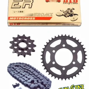 YAMAHA YZ 125 [02-04]/ YZ 250F [05-09] zestaw napędowy DID520 MX EXCLUSIVE RACING (łańcuch ultra wzmocniony, bezoringowy) zębatki SUNSTAR Oferta czasowa