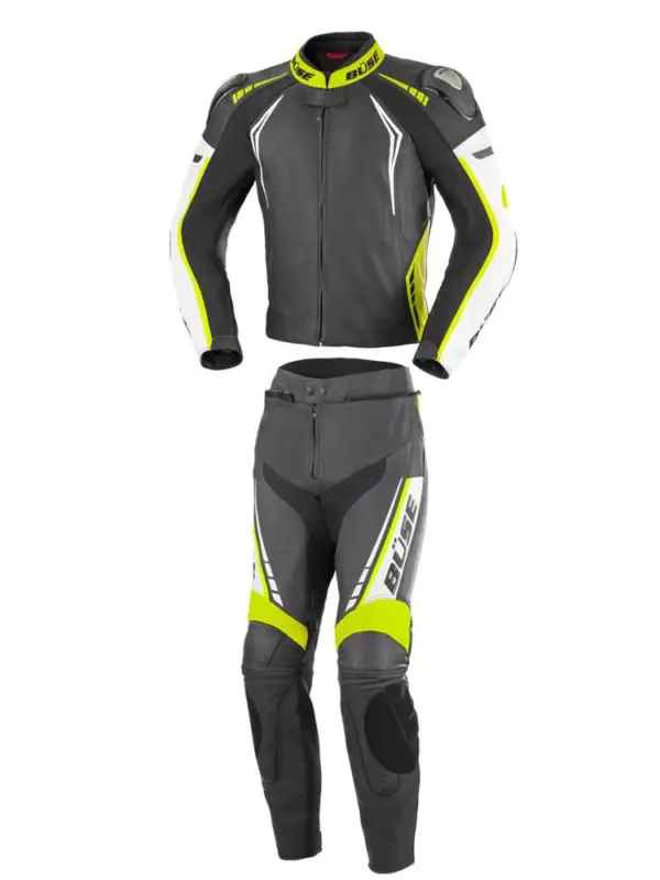 Kombinezon motocyklowy dwuczęściowyBüse Silverstone Pro czarno-fluo żółty Bestseller