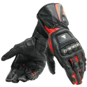 Darmowy zwrot Skórzane rękawice motocyklowe Dainese Steel-Pro czarno-fluo czerwone