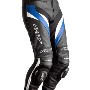 Bezpieczne zakupy Spodnie motocyklowe skórzane Rst Tractech Evo IV czarno-niebieskie