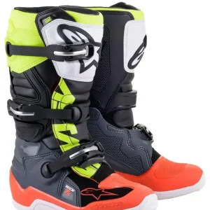 Łatwy zwrot Buty enduro dziecięce Alpinestars Tech 7S szaro-czerwono-czarne