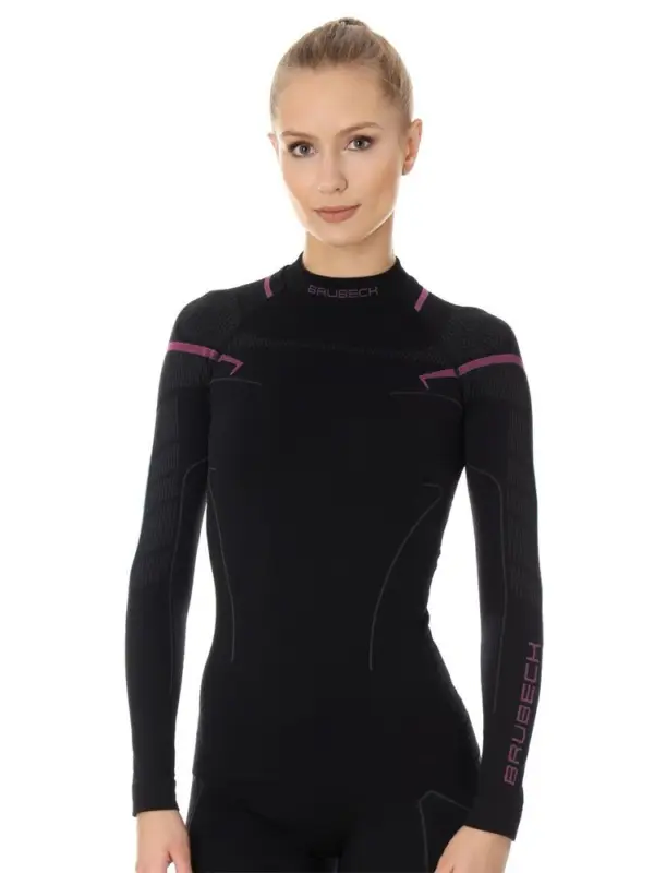 Bluza termoaktywna damska Brubeck Thermo czarno-różowa Promocja