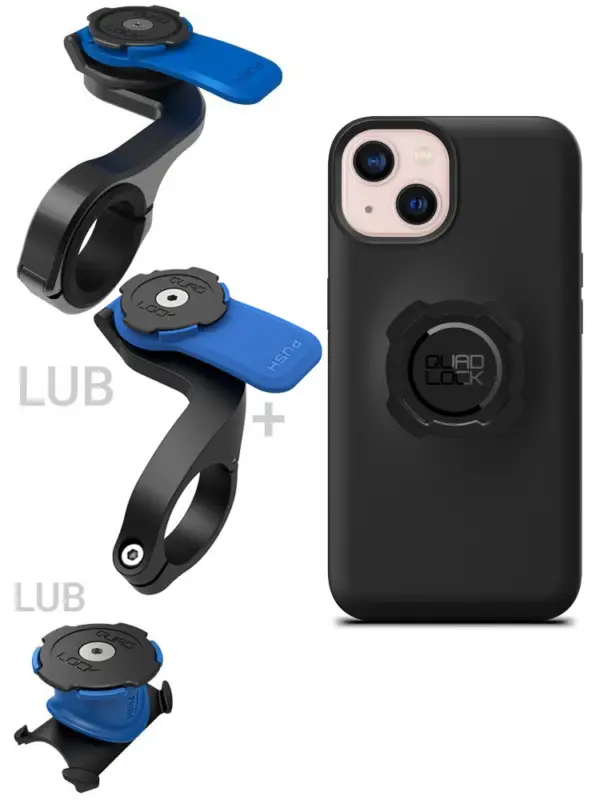 Nowość Zestaw rowerowy: etui na telefon iPhone 13 + mocowanie Quad Lock