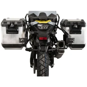 Zestaw: kufry boczne + stelaże Hepco&Becker Xplorer Cutout do Suzuki V-Strom 800 DE (23-) srebrne Wysoka jakość