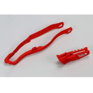 Zamów dziś Komplet ślizg+prowadnica łańcucha UFO do Hondy CRF 250R (14-17), CRF 450R (13-16) czerwone