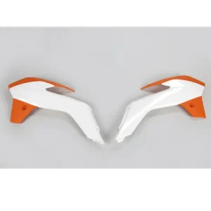 Osłony chłodnicy UFO do KTM SX 85 (13-17) biało-pomarańczowe Łatwy zwrot