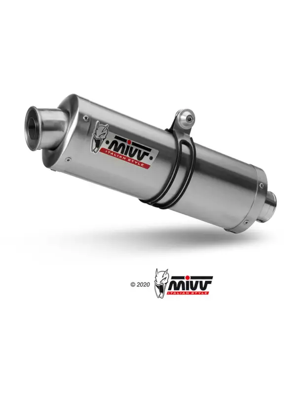 Łatwy zwrot Tłumik motocyklowy Slip-On Line (Oval) MIVV do Triumph Tiger 1050 (07-12) srebrny