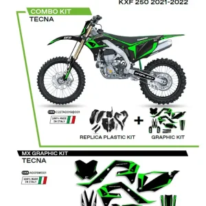 Bezpieczne zakupy Komplet plastików i naklejek UFO Tecna do Kawasaki KXF 250 (21-), KXF 450 (19-) czarny