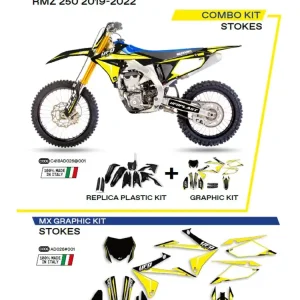 Popularny Komplet plastików i naklejek UFO Stokes do Suzuki RMZ 250 (19-), RMZ 450 (18-) czarny