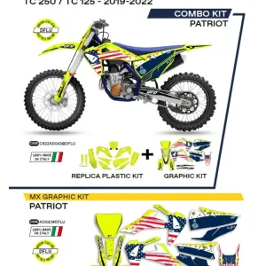 Komplet plastików i naklejek UFO Patriot do Husqvarny TC 125/250 (19-), FC 250/350/450 (19-) fluo żółty Wybór klientów