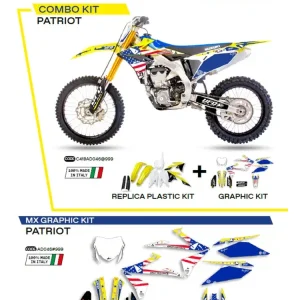 Ostatnia szansa Komplet plastików i naklejek UFO Patriot do Suzuki RMZ 250 (19-), RMZ 450 (18-) żółto-biało-czarny
