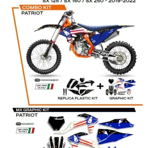 Łatwy zwrot Komplet plastików i naklejek UFO Patriot do KTM SX/SXF 125/150/250/350/450 (19-) czarny