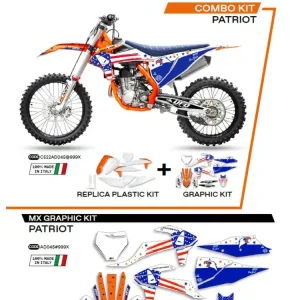 Super okazja Komplet plastików i naklejek UFO Patriot do KTM SX/SXF 125/150/250/350/450 (19-) biało-niebieski