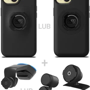 Łatwy zwrot Zestaw do samochodu: etui na telefon iPhone 15 oraz mocowanie Quad Lock