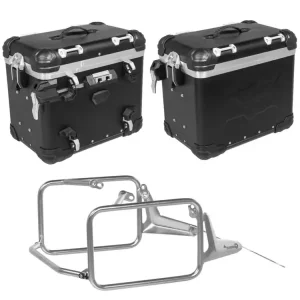 Zestaw: kufry boczne z anodowanego aluminium czarne "And-Black" Zega Evo + stelaże Touratech do BMW R1300 GS (23-) (45+45L) Tylko dziś