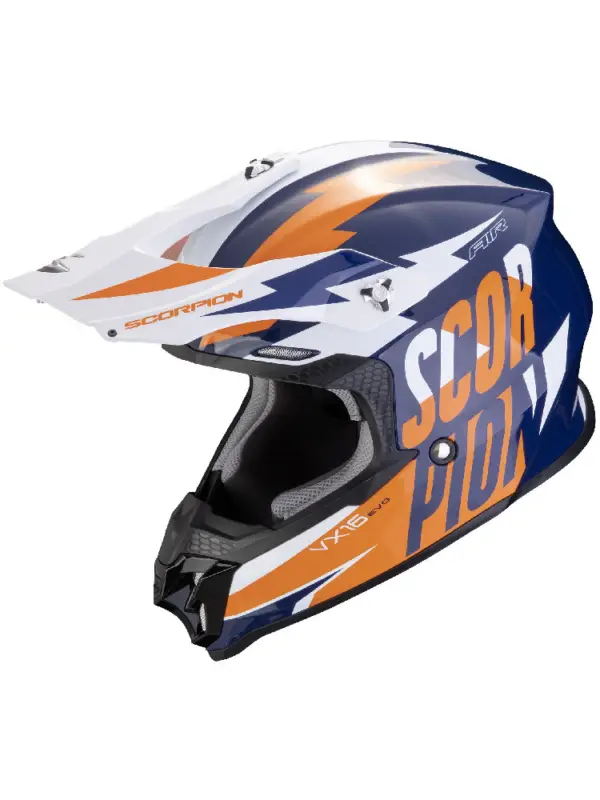 Oferta czasowa Kask enduro Scorpion VX-16 Evo Air Slanter niebiesko-pomarańczowy