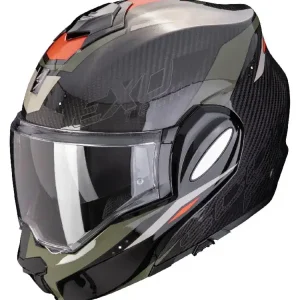 Kask szczękowy Scorpion Exo-Tech Evo Carbon Rover czarno-zielony Wyprzedaż