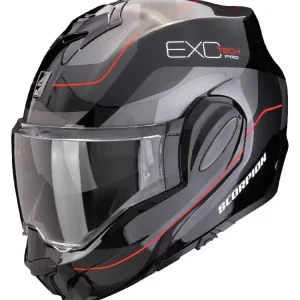 Kask szczękowy Scorpion Exo-Tech Evo Pro Commuta czarno-srebrno-czerwony Bestseller