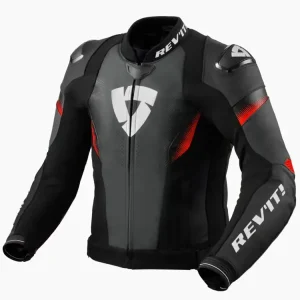 Kurtka motocyklowa skórzana REV’IT! Control czarno-fluo czerwona Oferta czasowa