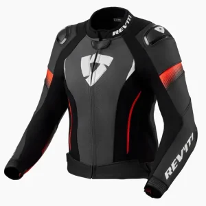 Kurtka motocyklowa damska skórzana REV’IT! Xena 4 Pro czarno-fluo czerwona Tylko dziś