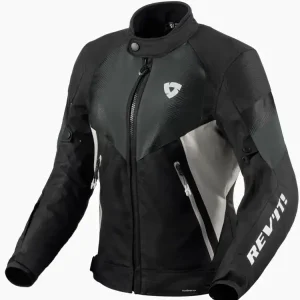 Kurtka motocyklowa damska tekstylna REV’IT! Control H2O czarno-srebrna Wyjątkowa oferta