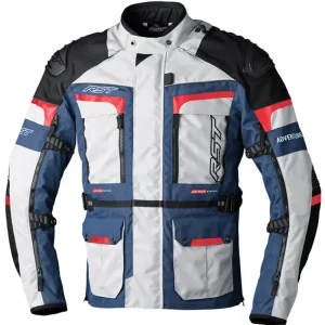 Kurtka motocyklowa tekstylna Rst Pro Series Adventure-X CE srebrno-niebiesko-czerwona Do wyczerpania zapasów