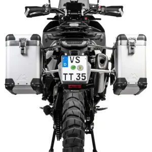 Zestaw: kufry boczne srebrne "And-S" Zega Pro + stelaże srebrne Touratech Husqvarna Norden 901/ Expedition, KTM Adventure 890/ R/ 790/ R (31+38L) Ekspresowa dostawa