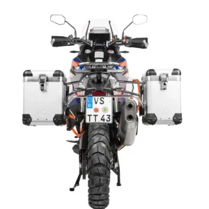 Zestaw: kufry boczne aluminiowe srebrne Zega Pro + stelaże srebrne Touratech KTM Super Adventure 1290 S/R (21-24) [poj.: 38+45l] Niska cena