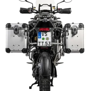 Zestaw: kufry boczne srebrne "And-S" Zega Evo + stelaże Touratech Triumph Tiger 1200 (22-) [poj.: 38+45l] Nowość