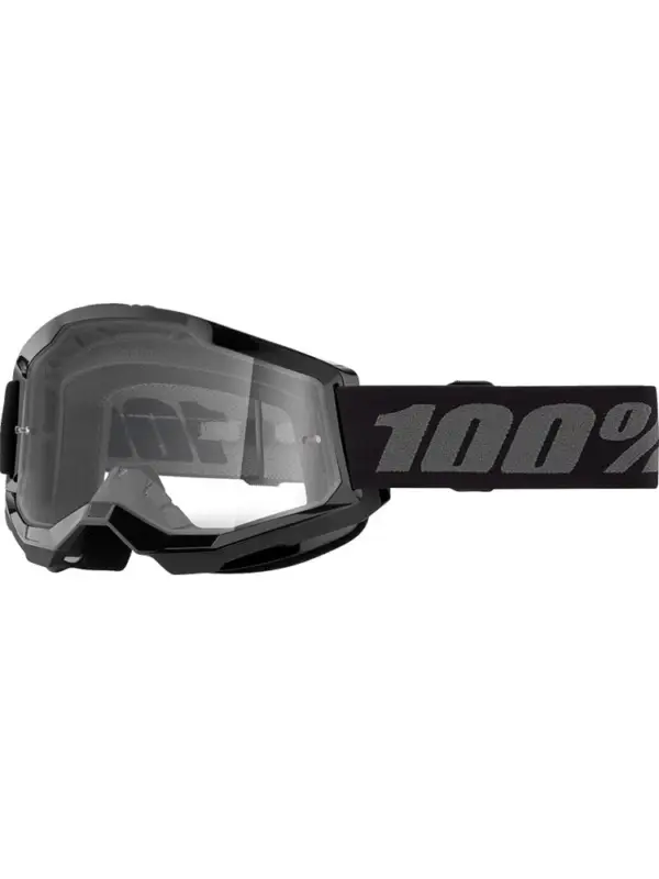 Gogle motocyklowe dziecięce 100% Strata 2 z przezroczystą szybką czarno-szare Dodaj do koszyka