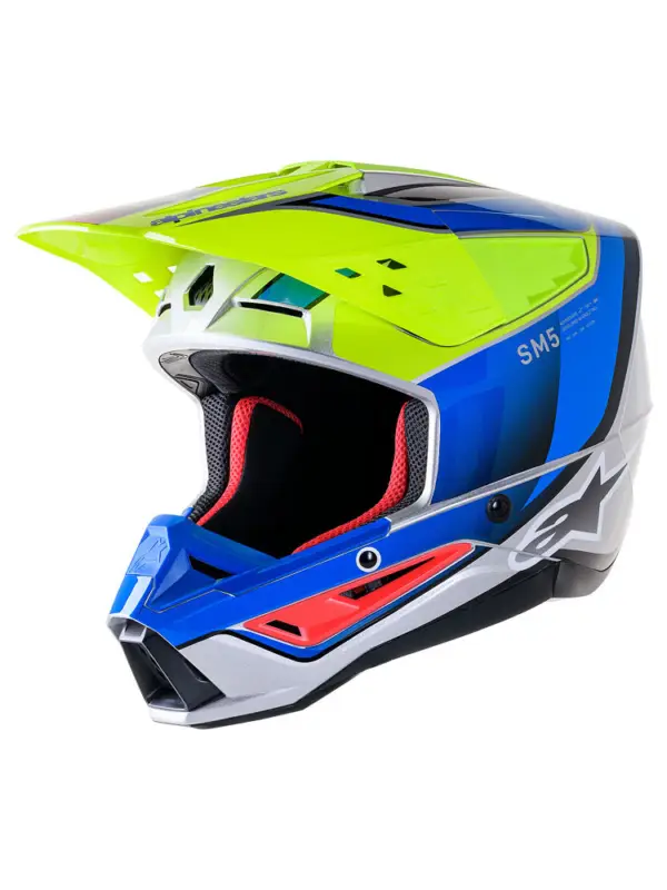 Kask enduro Alpinestars MX Supertech M5 Sail żółto-niebiesko-srebrny Ograniczona ilość