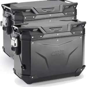 Zestaw kufrów bocznych GIVI Trekker Outback Evo Smart 37/48 aluminiowych, czarnych [z 3 wkładkami SLR; poj.: prawy 37l, lewy: 48l] Oferta limitowana