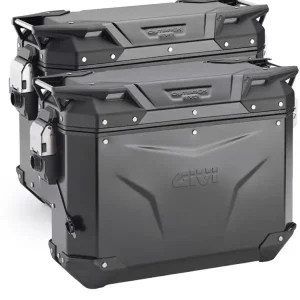 Zestaw kufrów bocznych GIVI Trekker Outback EVO Smart 33/37 aluminiowych, czarnych [z 5 wkładkami SLR; poj.: prawy 33 l, lewy: 37 l] Nowy