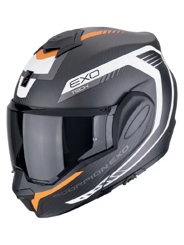 Kask szczękowy Scorpion Exo-Tech Evo Carbon Cosy czarno-pomarańczowy matowy Hit sprzedaży