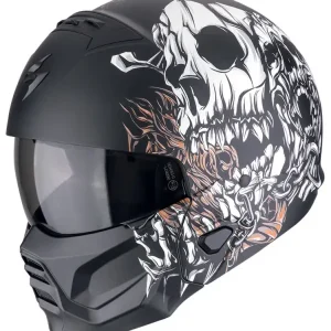 Super okazja Kask modułowy Scorpion Exo-Combat II Genesis czarno-biało-złoty matowy