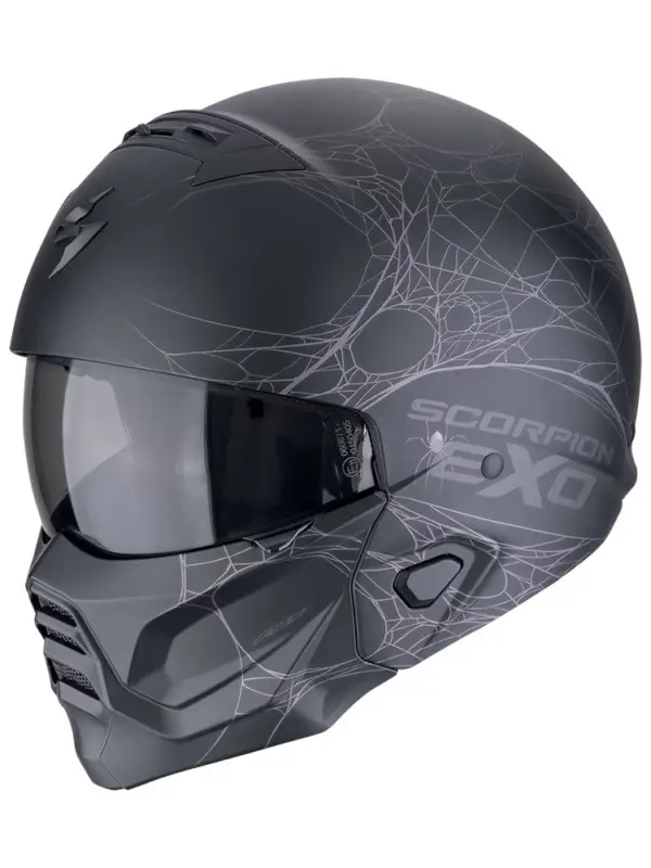 Kask modułowy Scorpion Exo-Combat II Spiderweb czarno-srebrny matowy Najlepsza cena