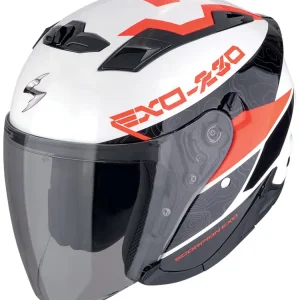 Kask otwarty Scorpion Exo-230 Band biało-czarno-czerwony Tani
