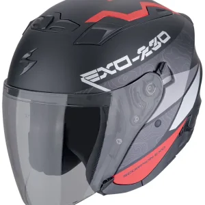 Kask otwarty Scorpion Exo-230 Band czarno-czerwono-srebrny matowy Zniżka