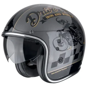 Kask otwarty Scorpion Belfast Evo Drive Fast srebrno-czarno-złoty Cena promocyjna