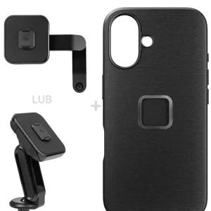 Zestaw na motocykl: etui Peak Design Mobile Everyday Fabric do smartfona iPhone 16 + mocowanie motocykla Popularny