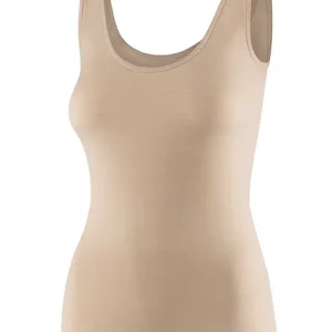 Koszulka damska bez rękawów Brubeck Comfort Merino beżowa Niska cena
