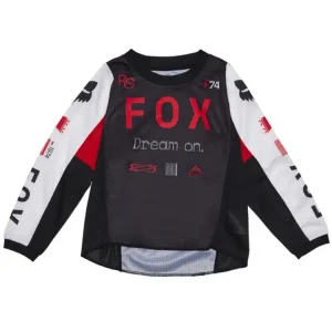 Bluza enduro dziecięca Fox 180 Race Spec czarno-biało-czerwona Hit cenowy