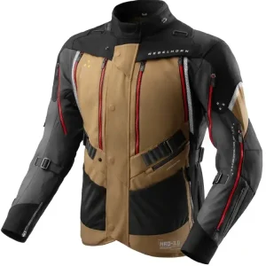 Kurtka motocyklowa tekstylna Rebelhorn Hardy 3.0 brązowo-szaro-czerwona Promocja