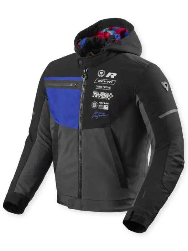 Kurtka motocyklowa tekstylna REV’IT! Haste H2O czarno-niebieska Wyprzedaż
